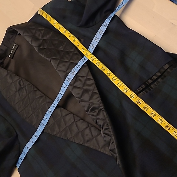 EUC VTG Saks Fifth Ave Black Label 100% Wool Navy/Green Satin Lined Jacket - Picture 10 of 16